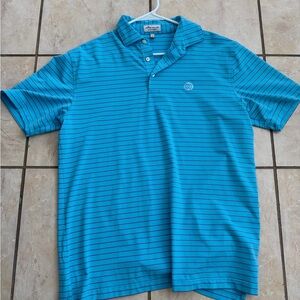 Peter Millar Aqua Pink Striped Polo Shirt